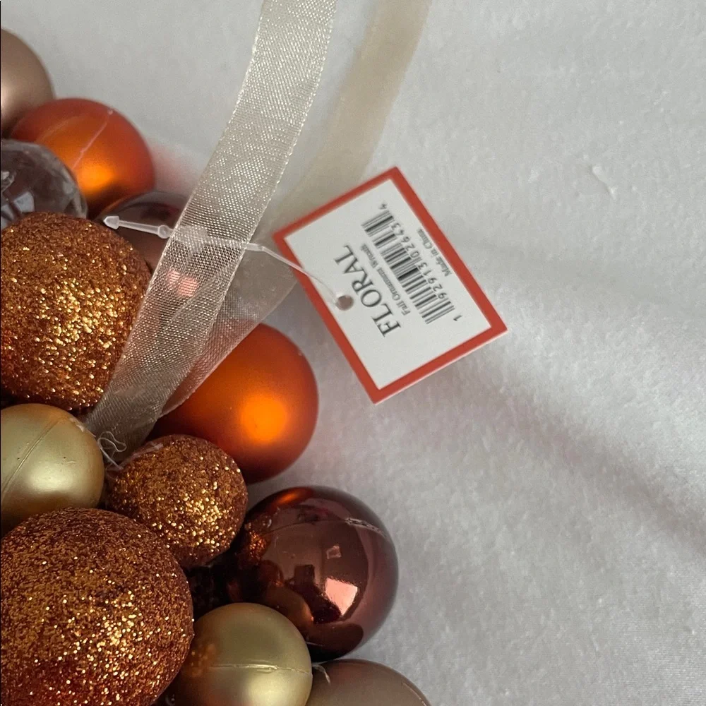 Festive Holiday Ornament Wreath - Orange and Gold
